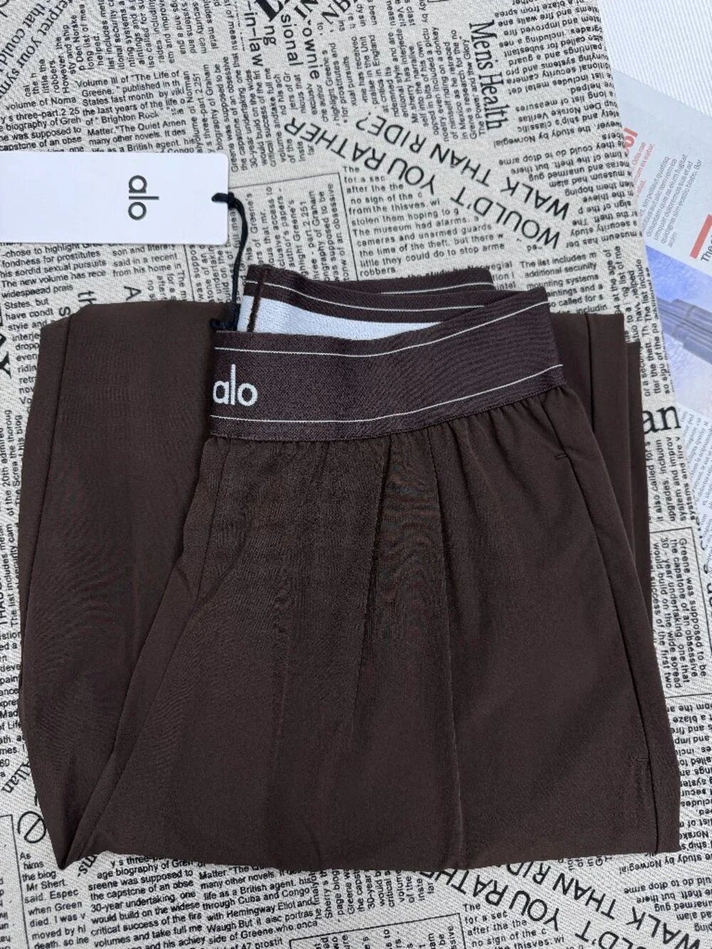 NWT Alo Yoga Espresso High Rise Wide Le Suit Up Pants 🤎 Athleisure (30